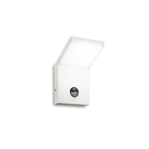 Ideal-Lux Style AP White with Opal Diffuser and PIR 4000K LED IP54 Wall Light 