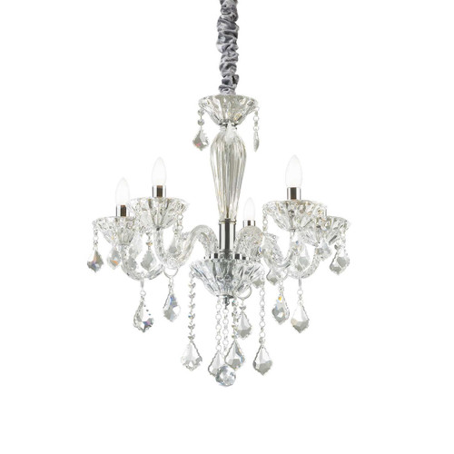 Ideal-Lux Tiepolo SP5 5 Light Crystal Clear Drops Chandelier 