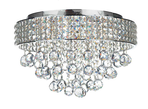 Matrix 5 Light Polished Chrome and Crystal Flush Ceiling Light