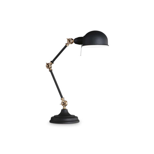 Ideal-Lux Truman TL1 Black with Antique Brass Adjustable Table Lamp 