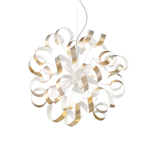 Ideal-Lux Vortex SP6 6 Light White with Golden Spirals Pendant Light 