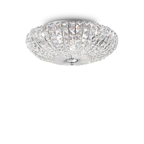 Ideal-Lux Virgin PL6 6 Light Chrome with Crystals Shade Flush Ceiling Light 