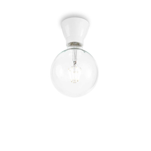 Ideal-Lux Winery PL1 White with Clear Sphere Diffuser Semi Flush Ceiling Light 