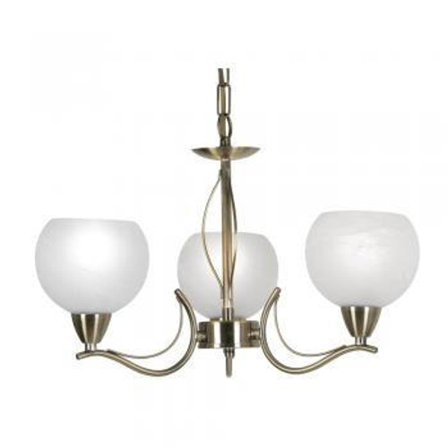 Oaks Lighting Luanda 3 Light Antique Brass with White Opal Diffuser Dual Mount Pendant Light 