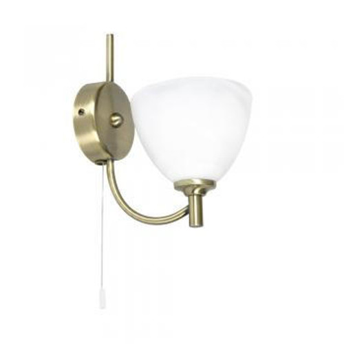 Oaks Lighting Hamburg Antique Brass with White Alabaster Glass Wall Light 