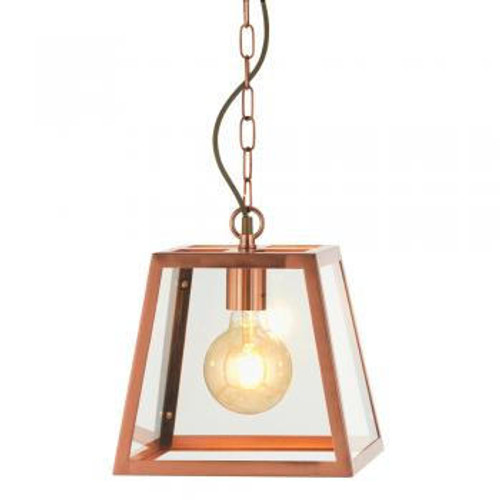 Oaks Lighting Riga Copper with Clear Glass Panels Pendant Light 