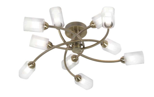 Oaks Lighting Ofira 10 Light Antique Brass Semi Flush Ceiling Light 