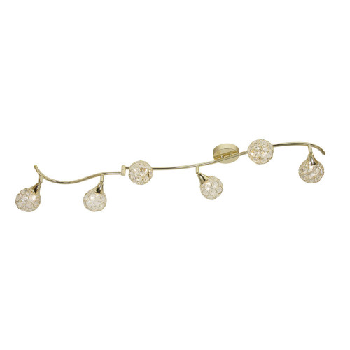 Oaks Lighting Lana 6 Light Polished Brass with Crystal Diffuser Adjustable Flush Ceiling Light 
