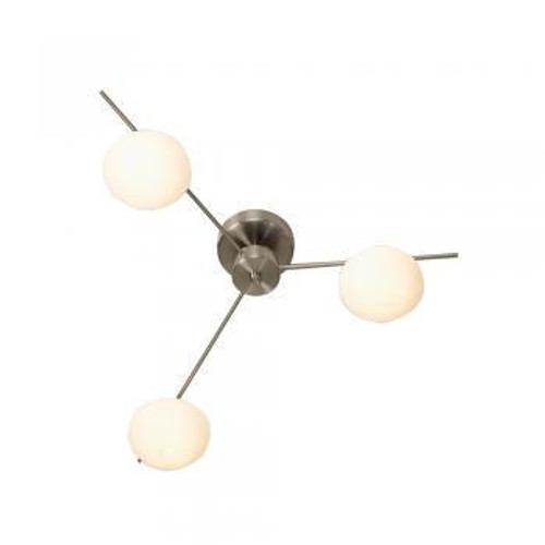 Oaks Lighting Ruse 3 Light Antique Chrome Semi Flush Ceiling Light 