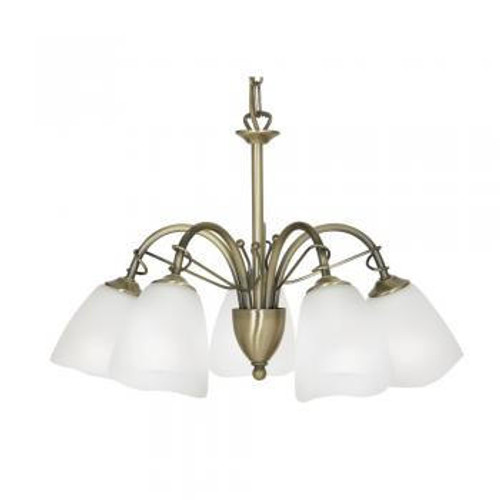 Oaks Lighting Turin 5 Light Antique Brass with Opal Glass Dual Mount Pendant Light 