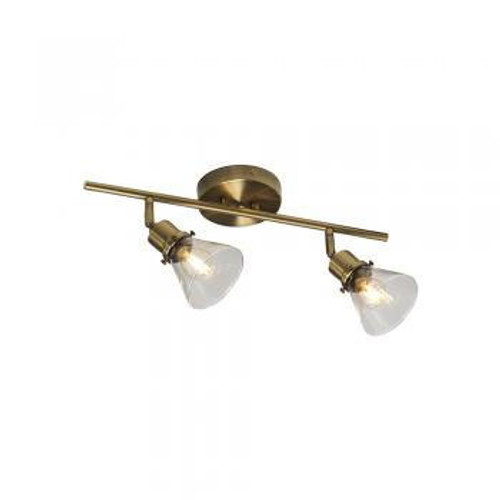 Oaks Lighting Torne 2 Light Antique Brass Adjustable Ceiling Spotlight 