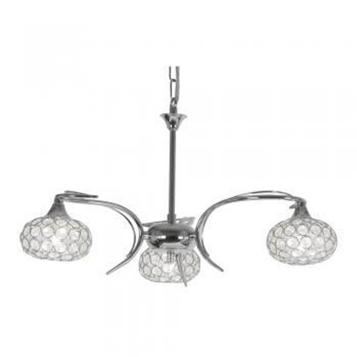 Oaks Lighting Tuolon 3 Light Chrome with Crystal DIffuser Dual Mount Pendant 