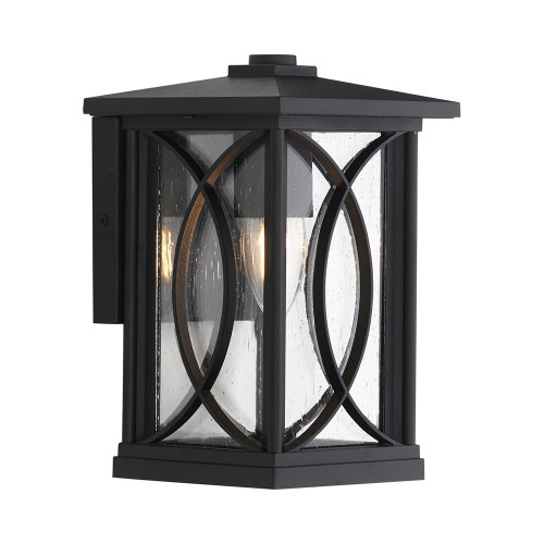 Oaks Lighting Orton Black IP44 19.5cm Wall Light 