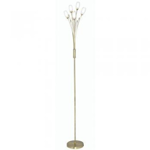 Oaks Lighting Pandora 5 Light Antique Brass with Glass Diffuser Floor Lamp 