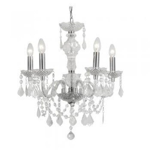 Oaks Lighting Marie Therese 5 Light Clear Acrylic Chandelier Pendant Light 