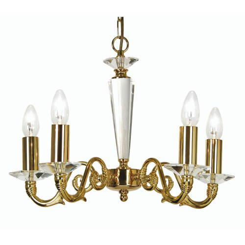 Oaks Lighting Wren 5 Light Gold with Crystal Dual Mount Pendant Light 