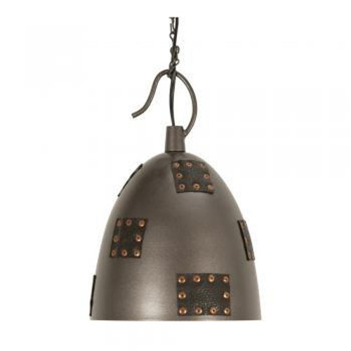 Oaks Lighting Callisto Metal and Leather 20cm Pendant Light  