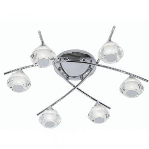 Oaks Lighting Meissa 6 Light Chrome with Glass Diffuser IP44 Bathroom Celing Light 