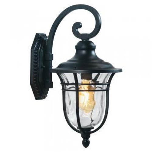 Oaks Lighting Thirsk Black Downward IP44 Wall Light 