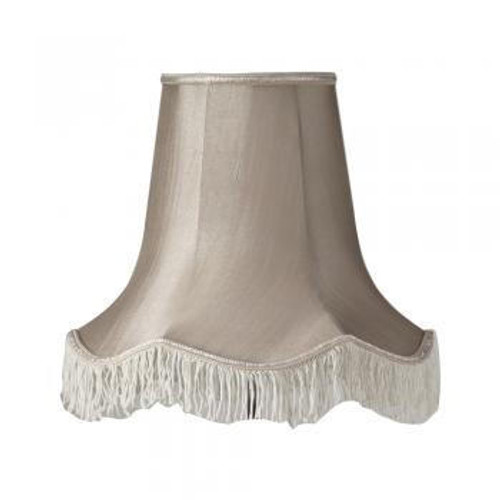 Oaks Lighting Scallop Soft Grey with Fringe 40cm Shade Only 