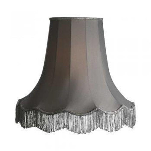 Oaks Lighting Scallop Slate Grey with Fringe 40cm Shade Only 