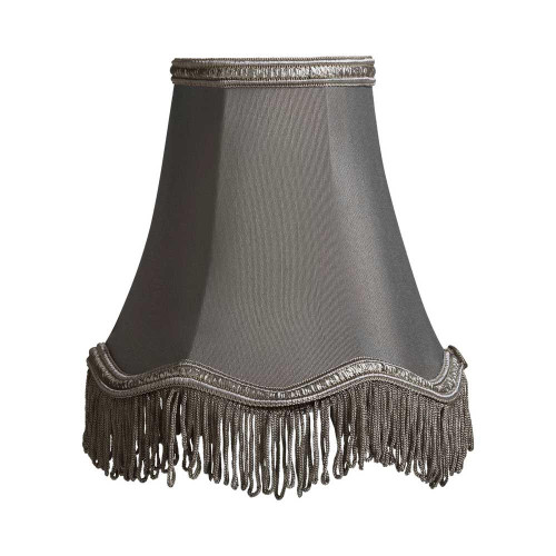 Oaks Lighting Scallop Slate Grey with Fringe 14cm Shade Only 