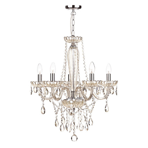 Raphael 5 Light Champagne Crystal Glass Chandelier