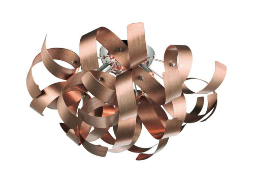 Rawley 4 Light Brushed Copper Metal Ribbon Semi-Flush Ceiling Light
