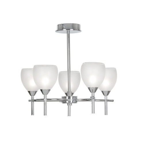 Oaks Lighting Etta 5 Light Chrome with Frosted Glass IP44 Bathroom Ceiling Light 