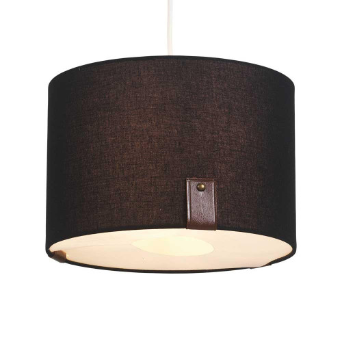 Oaks Lighting Logan Black Non Electric 30cm Drum Easy Fit Pendant Light 