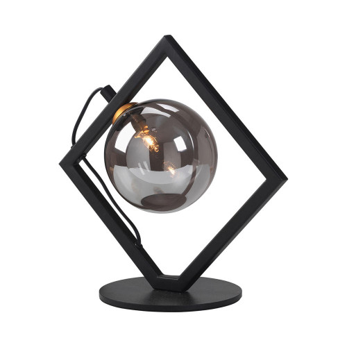 Oaks Lighting Tere Black with Gold and Smoke Glass Sphere Table Lamp 