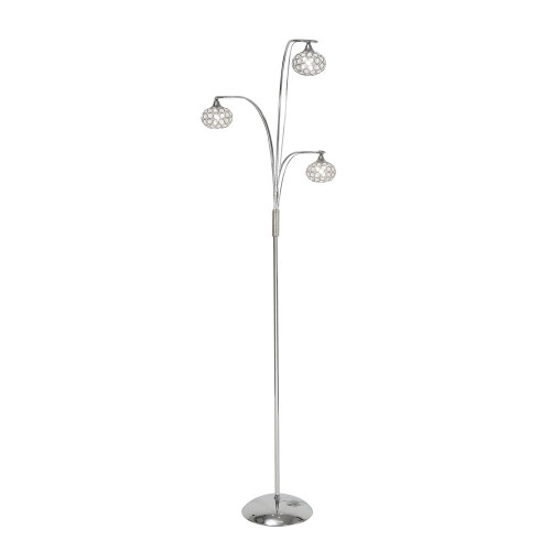 Oaks Lighting Tuolon 3 Light Polished Chrome with Crystal Diffuser Floor Lamp  