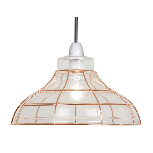 Oaks Lighting Elgg Copper with Glass Easy Fit Pendant Light 