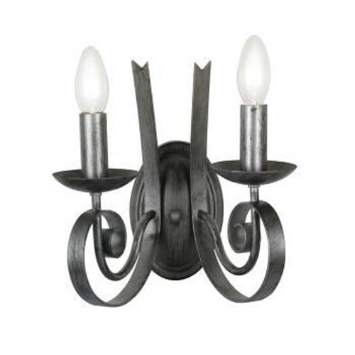 Oaks Lighting Arundel 2 Light Black Silver Wall Light 