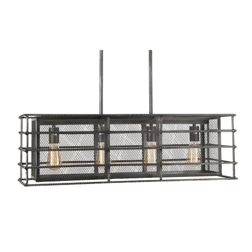 Oaks Lighting Horten 4 Light Black Silver Bar Pendant Light  