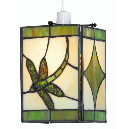 Oaks Lighting Dragonfly Green Non Electric Tiffany Easy Fit Shade Only 