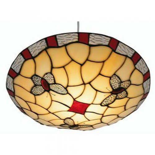 Oaks Lighting Butterfly Red Non Electric Tiffany Easy Fit Pendant Light 