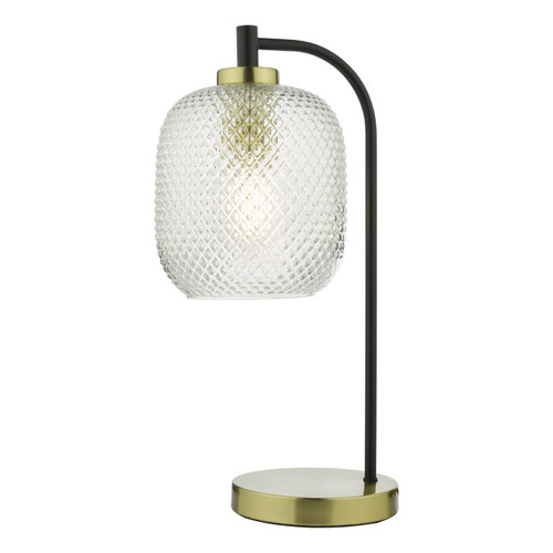 Dar Lighting Tehya Black with Textured Glass Diffuser Table Lamp 