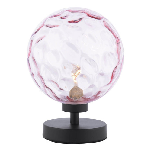 Dar Lighting Esben Black with Pink Glass Table Lamp 