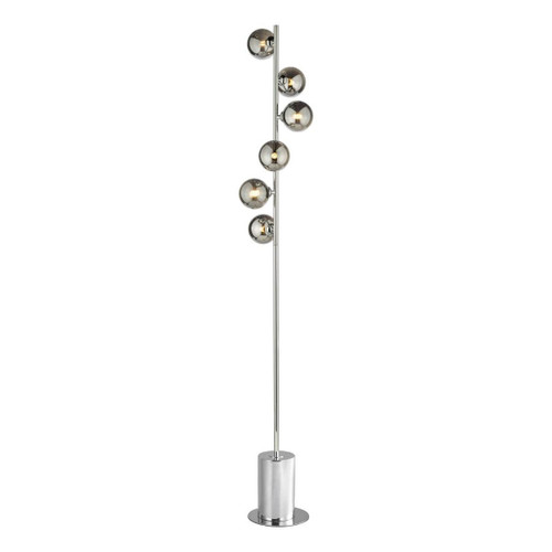 Dar Lighting Spiral 6 Light Polished Chrome with Smoked Glass Spheres Floor Lamp 