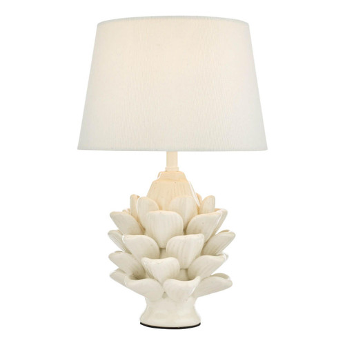 Dar Lighting Zala Cream Ceramic with White Shade Table Lamp 