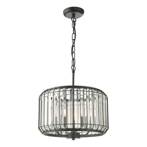 Dar Lighting Naeva 3 Light Black with Crystal Shaded Pendant Light 