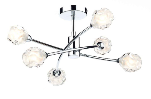 Seattle 6 Light Polished Chrome Semi Flush Pendant Light