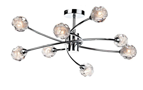 Seattle 8 Light Polished Chrome Semi Flush Pendant Light