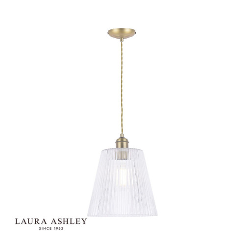 Laura Ashley Callaghan Grand Antique Brass with Ribbed Glass Pendant Light 