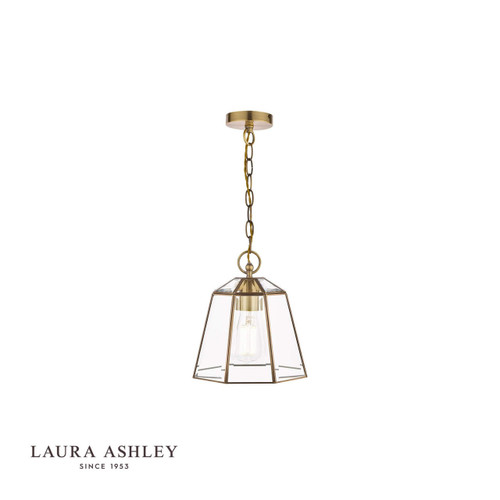 Laura Ashley Clayton Antique Brass with Clear Glass Pendant Light 