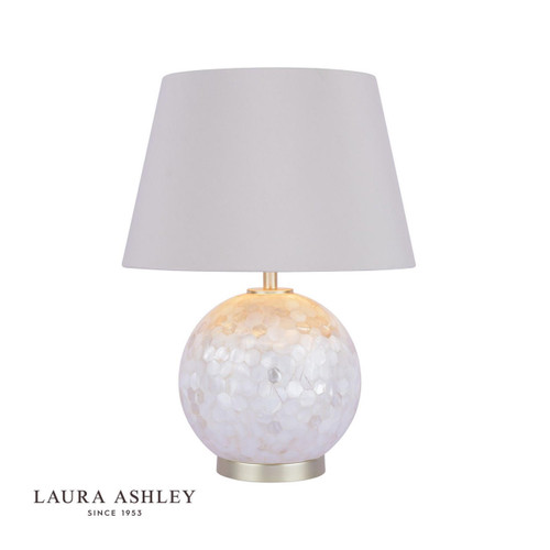 Laura Ashley Mathern Cream and Champagne Shell with Ivory Shade Table Lamp 