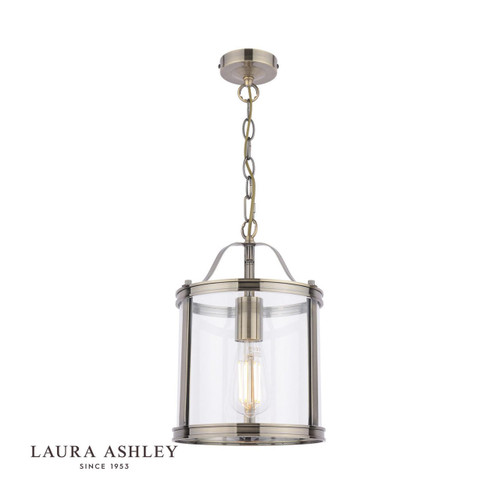 Laura Ashley Harrington Antique Brass and Glass Pendant Light 