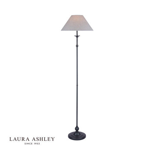 Laura Ashley Ludchurch Black with Grey Shade Floor Lamp 