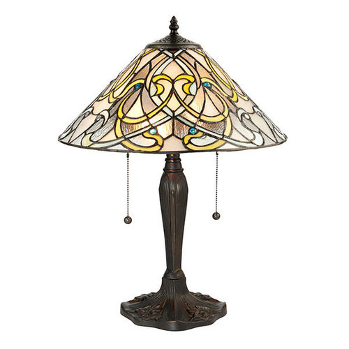 Interiors 1900 Dauphine 2 Light Dark Bronze Tiffany Table Lamp 